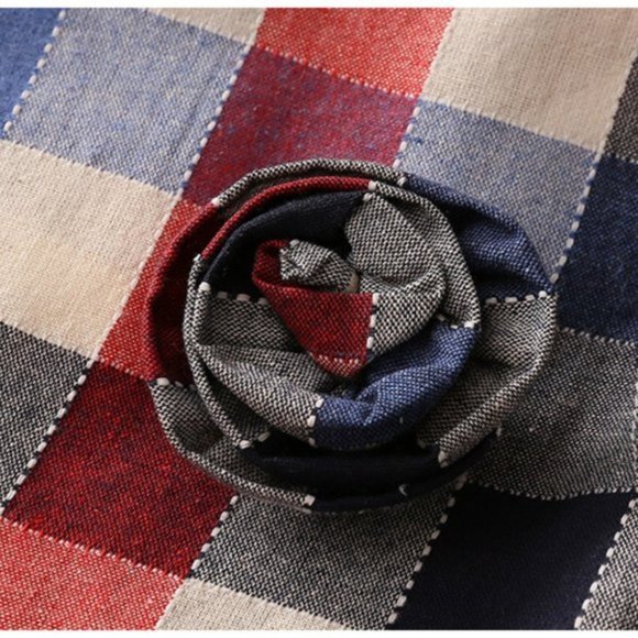 NWT Blue Red Grey Plaid Dress w Flower Pin Age 3 - Picture 11 of 11